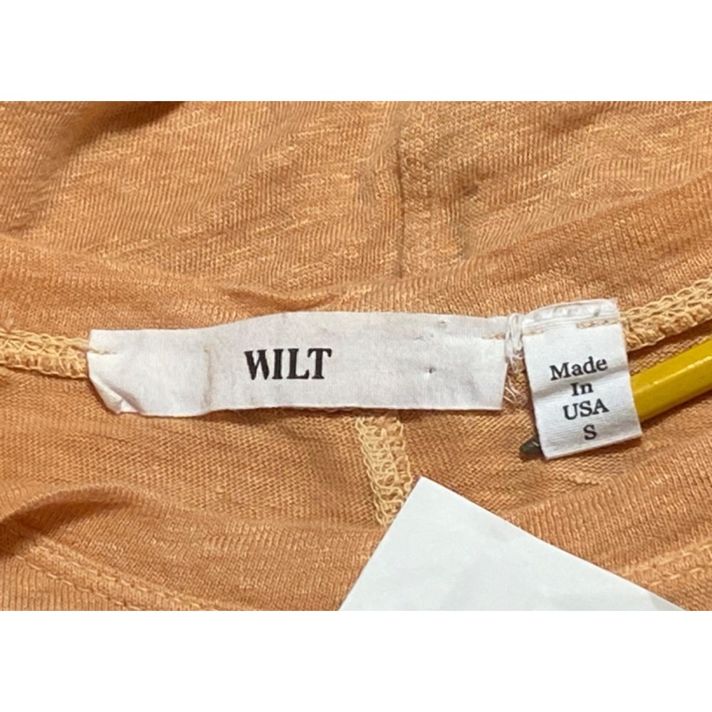 WILT Sleeveless Top size Small Linen Peach Orange Knit Swing Pocket - Picture 8 of 10